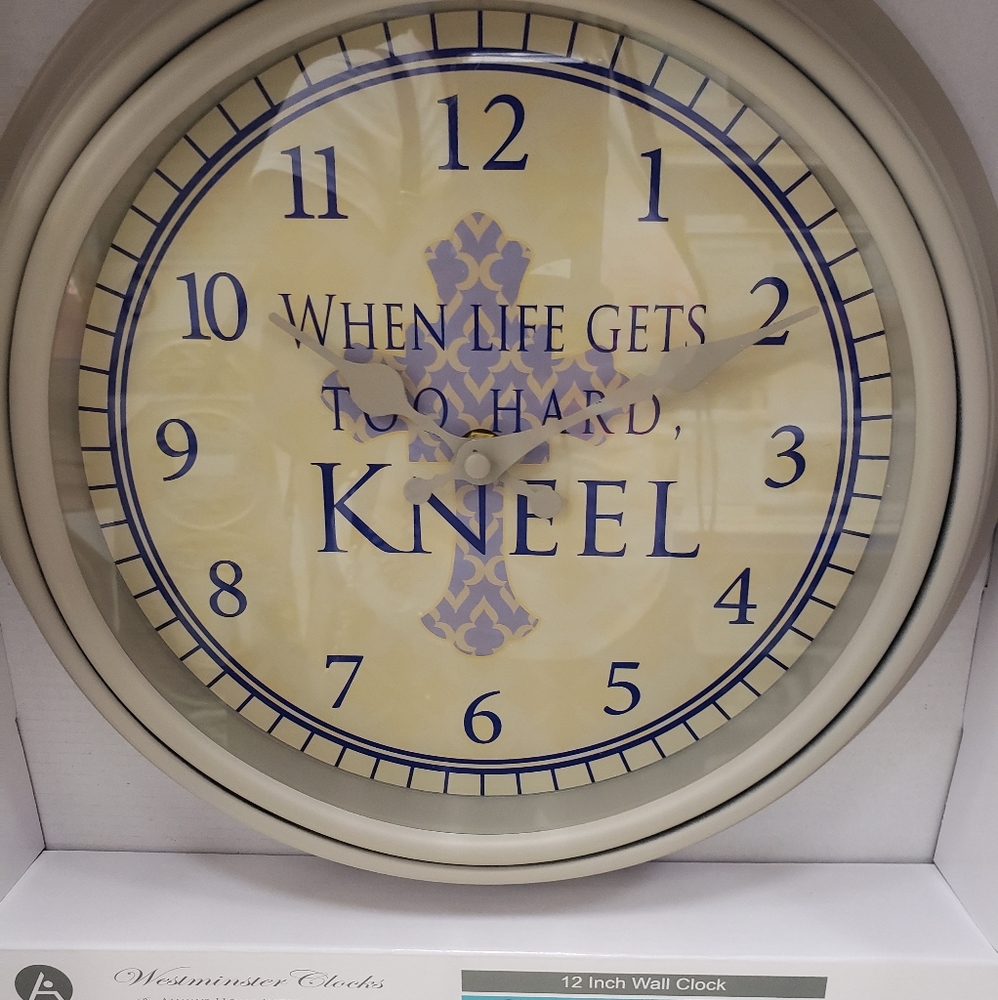 "When life gets hard kneel" wall clock
